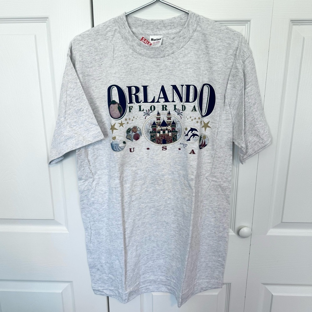 Vintage NWT Deadstock Delta Light Gray Orlando Florida T-Shirt LARGE